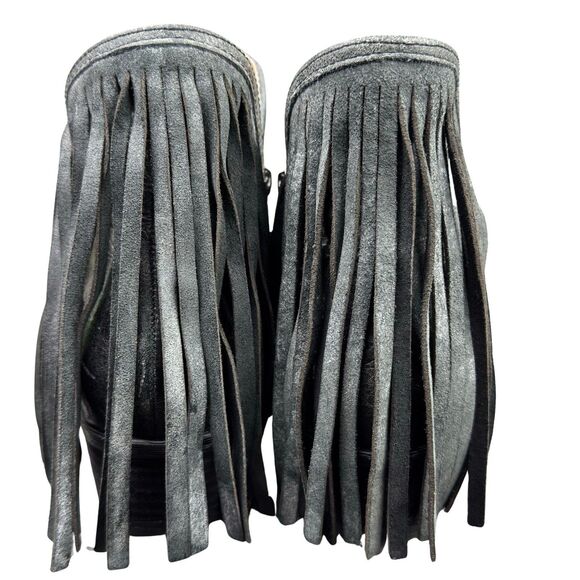 Sterling River SR6000 Cowgirl Boots Fringe Distressed Black Leather Sz 10 - Picture 11 of 16